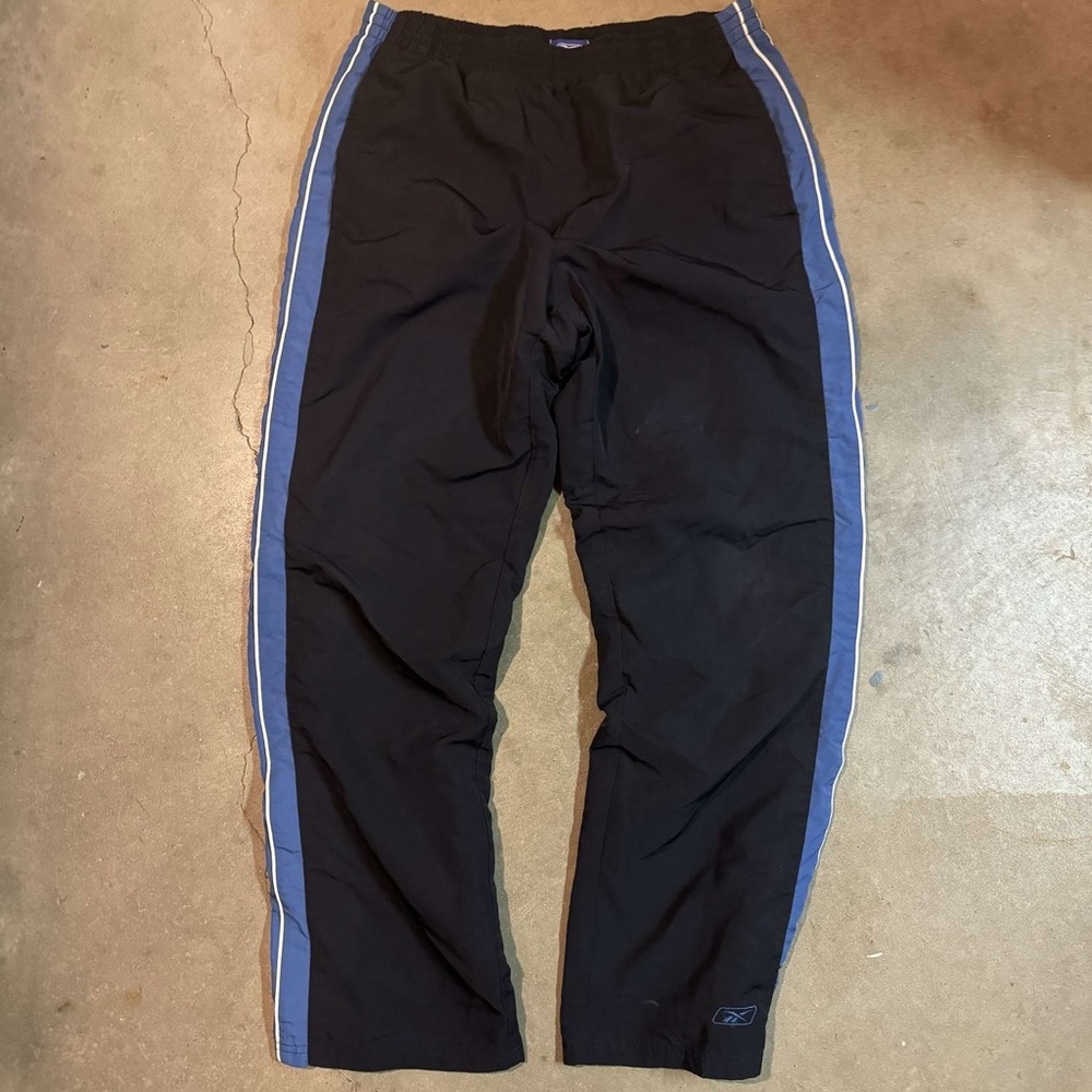 Reebok Black Sweatpants with Blue Stripes
